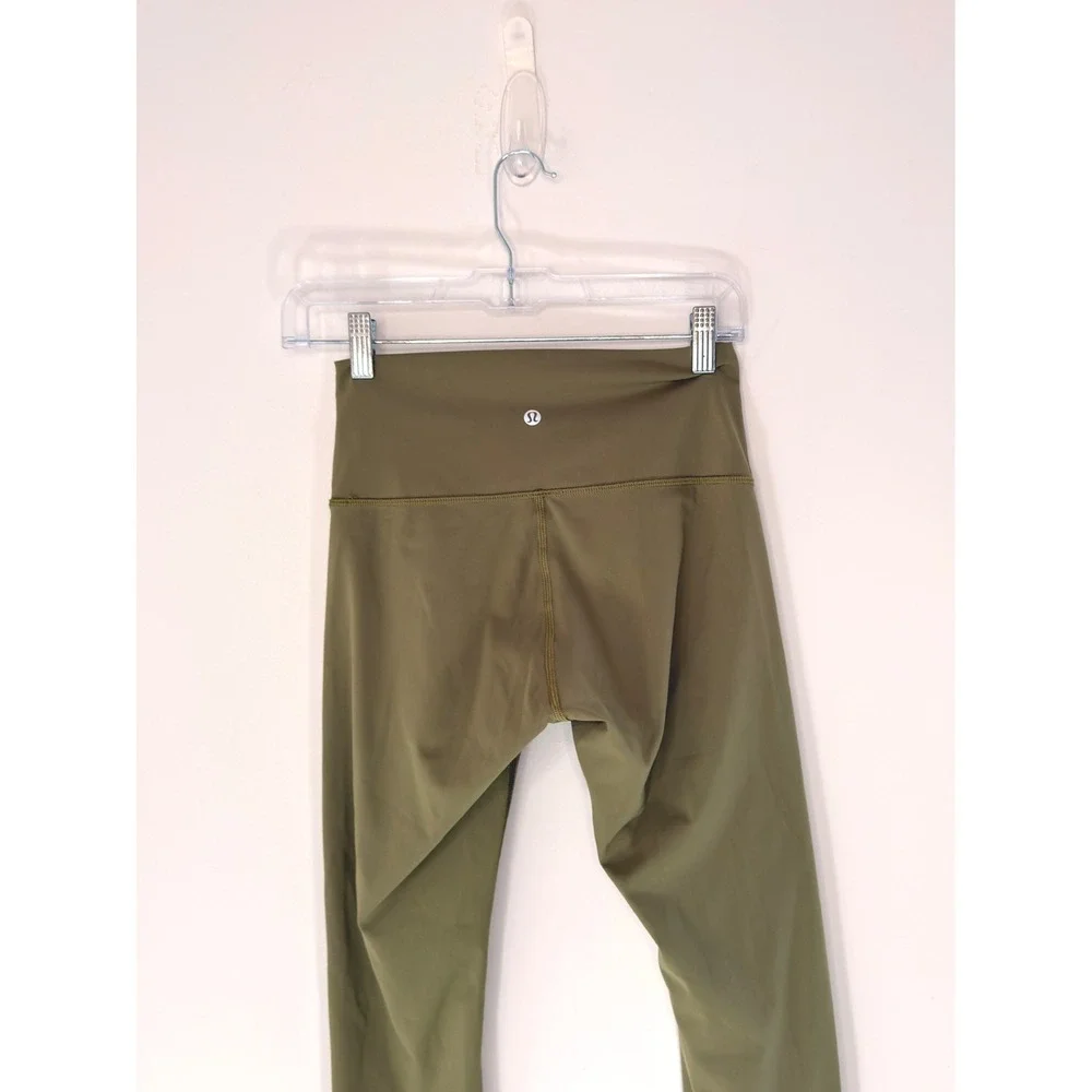 Lululemon Leggings Women's Green Active Workout Gym Stretch Compression Size‎ 6